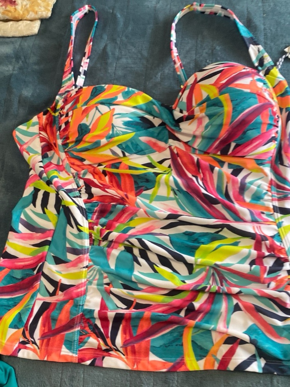 Vibrant Multicolor Tropical Leaf Women’s Tankini Top